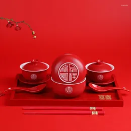 Teaware Sets Chinese Wedding Bowl Set Ceramic Tea Porcelain Gaiwan Cup Creative Ceremony