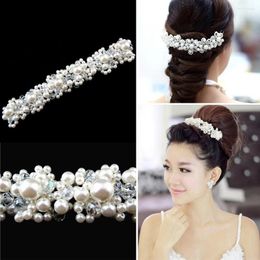 Hair Clips Pearl Bridal Jewellery Fashion Crystal Wedding Bride Headwear Sweet Handmade Tiaras And Crowns Rhinestone For Women Girls