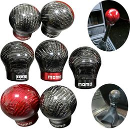 Car Real Carbon Fibre Gear Shift Knob Ball Shape Shifter Lever Head Universal W adapters1960038