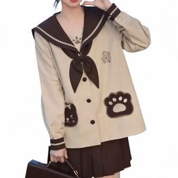 korean and Japanese bear painter JK uniform suit cute soft girl kindergarten student lg sailor suit school outfits women i08e#