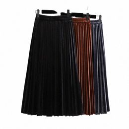 plus Size Large size women fat mm2023 autumn new 200 pounds fat sister canary skirt a word pleated skirt cover crotch a4Zj#