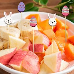 Forks 100Pcs/Bag Delicate Fruit Picks Eco-friendly Toothpicks Cartoon Egg Happy Easter Decorative