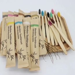 Bamboo Toothbrushes 100Pcs Eco Friendly Resuable Toothbrush Adult Wooden Soft Tooth Brush Eco Friendly Vegan240325