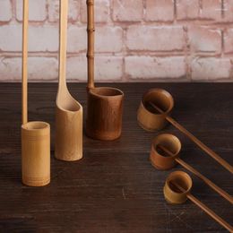 Tea Scoops Chinese Style Bamboo Wooden Scoop Handmade Long Handle Water Ceremony Utensils Teaware Table Decor Kitchen Tool