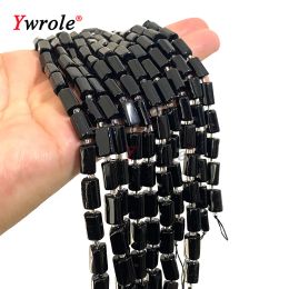 6x10mm Faceted Cylinder Tourmaline Schorl Real Natural Gemstone Jet Stone Beads For Jewelry Making DIY Bracelet Accessories