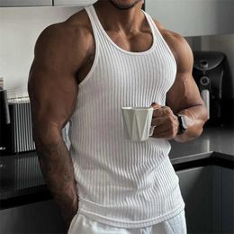 Men's T-Shirts Knitted basketball running gym mens tank top fitness sportswear sleeveless top quick drying mens clothing free delivery J240330