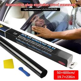 Window Stickers 6M X50CM VLT Black Car Foils Tinting Film Roll With Tube Package Auto Home Glass Solar UV Protector Sticker Films