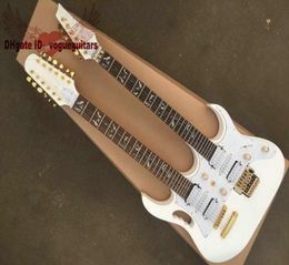 Custom Double Neck Electric Guitar IN White tree of life Fingerboard Mosaic 6 Strings AND 12 Strings9977807