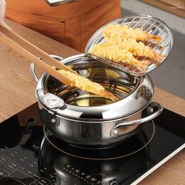 Cookware Sets Japanese Deep Frying Pot With And Lid 304 Stainless Steel Kitchen Tempura Fryer Pan Without Oil