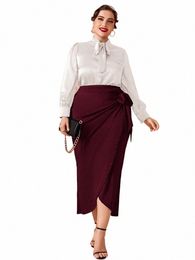 add Elegant Autumn 2022 Plus Size Skirts for Women Waist Strap Asymmetrical Slim Female Office Lady Wrap Hip Pencil Skirt B1250 j2TN#