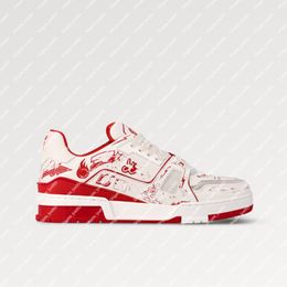 Explosion new men's Women's Trainer Sneaker 1ACELL Red Printed calf leather 54 signature bold iteration graffiti-like signatures bicolor technical Initials logo top