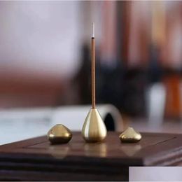 Fragrance Lamps Water Drop Shape Incense Stick Holder Brass Small Censer Accessories Mini Copper Home Delivery Garden Decor Fragrances Dhivt