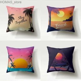 Pillow Summer beach Sunset landscape case 45x45cm Sofa Chair Bedside car cushion cover Bedroom Room living Home decor Y240401