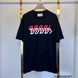 Designer G Family Correctly Verified Edition Summer Unisex Two tone Letter Black T-shirt with Round Neck Printed Short Sleeve Unisex 7AU4