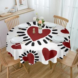 Table Cloth Valentine'S Day Love Waterproof Tablecloth Decoration Wedding Home Kitchen Dining Room Round