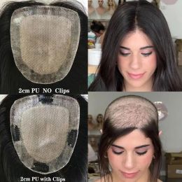 PU Around Women Toupee Skin Silk Base Virgin European Human Hair Topper for Bald Thin Hair Fine Hairpiece 5X5 6X6inch Free Tape