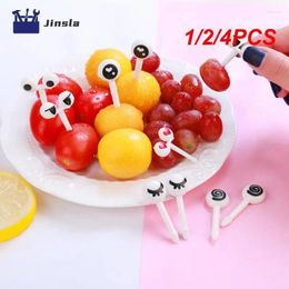 Forks 1/2/4PCS Fruit Fork Mini Cartoon Children Snack Cake Dessert Pick Toothpick Lunches Party Decoration Bento Accessories