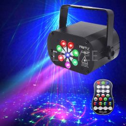 RGB Disco Light DJ Laser Projector Lamp USB Rechargeable LED UV Sound Strobe Stage Effect Nightclub Wedding Holiday Party Lamp