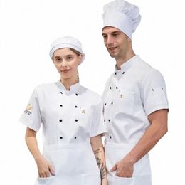 coat Chef Waiter For Unisex Men Cook Shirts Food Short Bakery Jacket Restaurant Embroidery Women Uniform Sleeve Service Hotel u4yS#