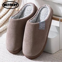 Slippers Winter Warm Corduroy Women Home Shoes Simple Non-Slip Indoor Slides Men Plush Slipper Female Couple Flip Flops