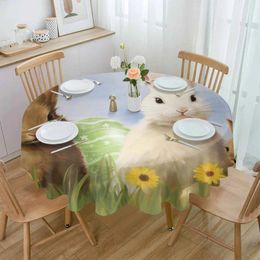 Table Cloth Easter Watercolor Flower Spring Waterproof Tablecloth Decoration Wedding Home Kitchen Dining Room Round