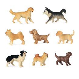 8pcs Dog Figurines Toy Set Mini Plastic Puppy Models Kids Cognitive Educational Toy Cake Toppers Birthday Gift For Children