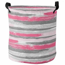 Laundry Bags Geometric Line Paint Brush Pink Gray Foldable Basket Kid Toy Storage Waterproof Room Dirty Clothing Organizer