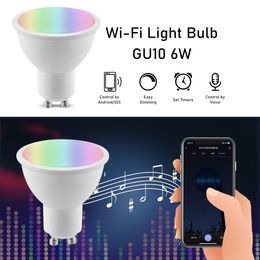 1-10PCS tuya LED RgbCW Smart Light Bulb Dimmable Gu10 6W Wifi Led Magic Lamp AC 85V-265V Work With Alexa Google Home