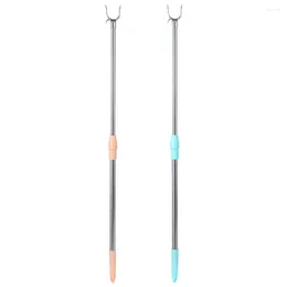 Hangers 2 Pcs Clothes Pole Adjustable Window Coverings Hook Rod Reach Reaching Aluminium Retractable Outfit