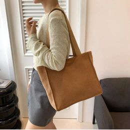 Evening Bags Tote Bag For Women Solid Color Corduroy Large Capacity Shoulder Casual Shopping Travel Storage Handbag Classic All-match