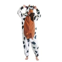 XXL Adult Zipper Anime Cow Kigurumi Onesie Women Men Overalls Funny Cute Winter Pajamas Festival Outfit Animal Costumes Jumpsuit