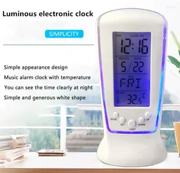 Table Clocks Home Decor Digital Calendar Temperature LED Alarm Clock With Blue Back Light Electronic Cl