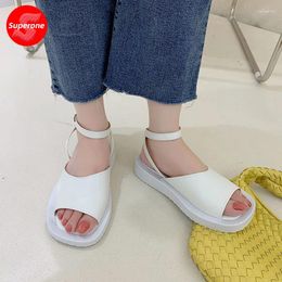Dress Shoes Superone Size 35-40 Women Sandals Ankle Strap Street Fashion Buckle Heel Summer Woman Thick Bottom Casual Footwear