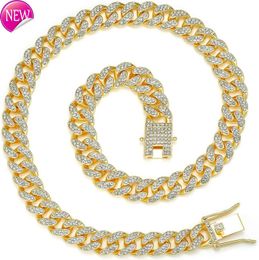 Miami Cuban Link Chain Necklace Bling CZ Diamonds Chain Iced Out Hip Hop Jewelry Gifts for Men Women Gold Silver 18/ 20/ 22