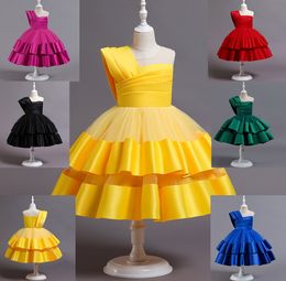 Pretty Rose Red Yellow Blue Green Black Red Girl's Birthday/Party Dresses Girl's Pageant Dresses Flower Girl Dresses Girls Everyday Skirts Kids' Wear SZ 2-10 D330264