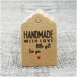 Gift Wrap 1.18Inch Kraft Print Paper Hand Made Tag With Love For Diy Box Candy Cupcake Handmade Favours Name Drop Delivery Home Garden Dhpnl