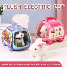 Childrens Bunny Puppy Pet Electric Stuffed Toy Girl Doll Baby Birthday Gift 240318