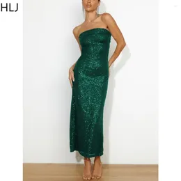 Casual Dresses HLJ Fashion Sequin Sleeveless Backless Tube Dress Women Off Shoulder Slim Party Club Vestidos Sexy Female Sparkling Clothes