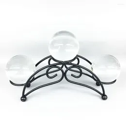 Decorative Plates Three Ball Seat Crystal Base Feng Shui With Metal Bracket For Home Tabletop Room Desktop Decoration