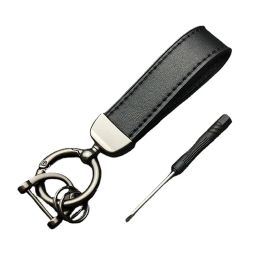 Cadeia de chave de carro de alta qualidade de carros-chave-chave do anel de chave de chave de metal da cadeia criativa Chain Pure Black Classic Leather Keychain