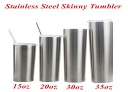 20oz Skinny Tumbler Slim tumbler Beer Coffee Mug 304 Stainless Steel Insulation Vacuum Flask With Lid and Straw 15oz 20oz 30oz Tra4311556