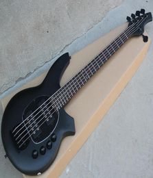 Factory whole 5 strings matte black music electric bass with active circuitwhite pickguardrosewood fretboard8463186