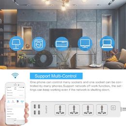 Universal Smart Power Strip WiFi Works with Alexa, GoogleHome, Multi Plug with 4 AC Outlets & 4 USB Charging Ports,Voice Control