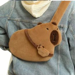 large Capacity Capybara Crossbody Bag Kawaii Plush Doll Soft Carto Shoulder Bag Plush Stuffed Toys Guinea Pig Chest Bag Kids j4vo#