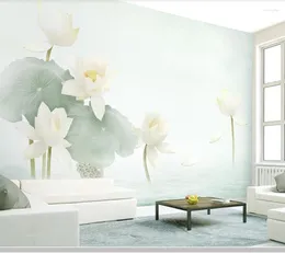 Wallpapers Papel De Parede Fresh And Elegant Lotus Flower Chinese Style 3d Wallpaper Living Room Bedroom Wall Papers Home Decor Mural