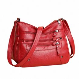 women Shoulder Bags Large Multiple Pocket Soft Leather Mom Menger Bags Wallets Fi Lady Handbags Satchels 392N#