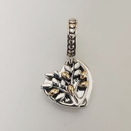 Pingente de prata esterlina em dois tons, árvore genealógica, formato de coração, 14k, ouro, ajuste, pulseira, joias, moda 799161c00