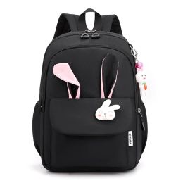 Bags Black Pink School Backpack For Girls Cute Rabbit Book Bags Waterproof Light Weight Schoolbags Student Backpacks Teen Schoolbags