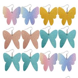 Dangle & Chandelier Best Selling Lady Fashion Leather Earring For Women Wedding Luxury Jewellery Statement Shiny Butterfly Earrings Jew Dhato