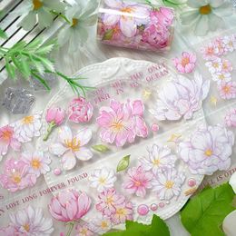 Gift Wrap 2M Flower Washi PET Tape Laser Gold Foil Stickers For Scrapbooking And DIY Decoration